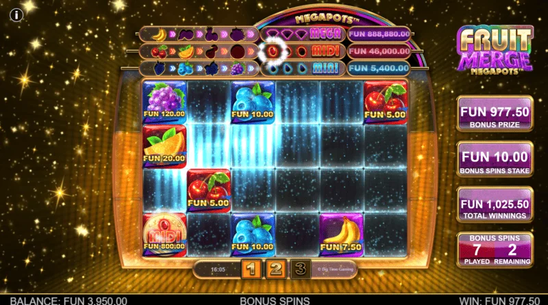 Fruit Merge Megapots - tela de jogo Hold and Spin