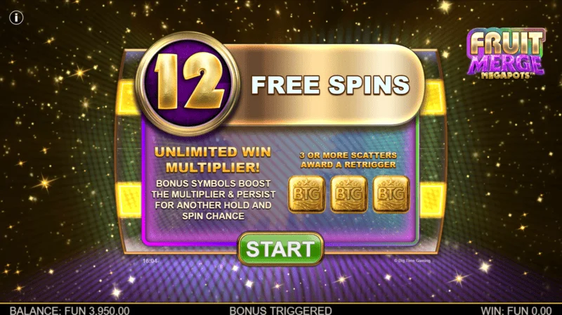 Fruit Merge Megapots - início dos Free Spins
